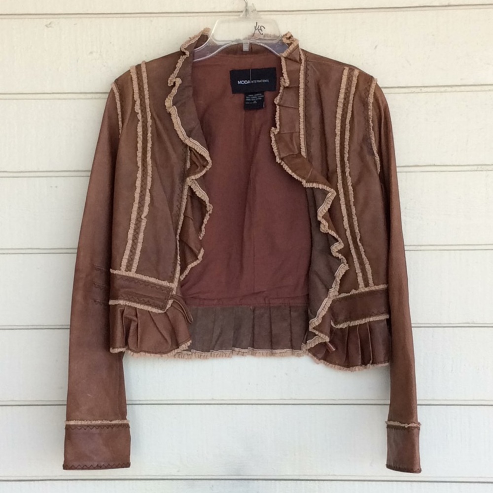 Women’s Moda Leather Steampunk Western Jacket Sz M